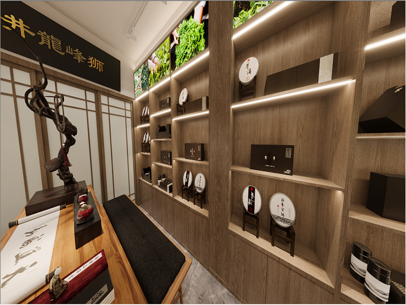 杭州新中式风格龙井茶茶叶店装修设计方案