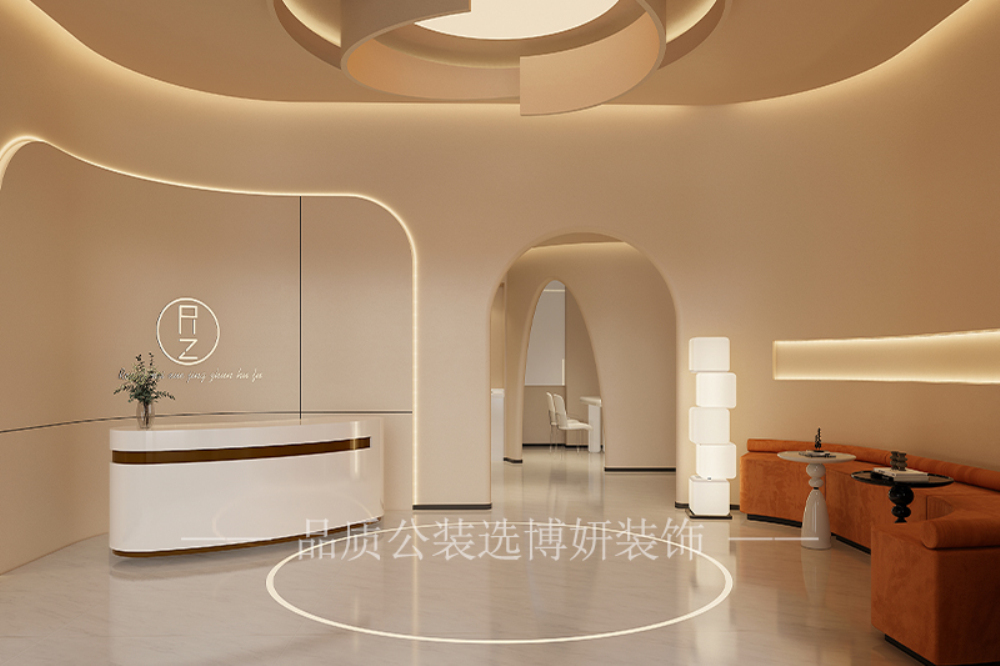 杭州奶油风美容院装修设计效果图